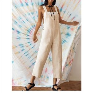 BDG off white overalls slightly cropped wide leg